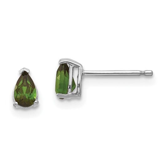 Shop Exclusive 14K White Gold Green Tourmaline Stud Earrings - Stylish Value!