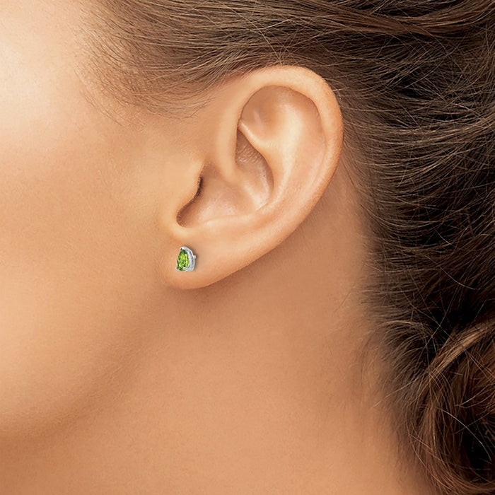 Buy Exclusive 14K White Gold Pear-Shaped Peridot Earrings - 5x3mm Luxury-3