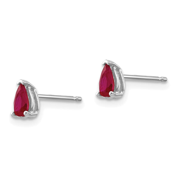 14K White Gold Ruby Stud Earrings - 0.85 Carat