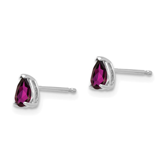 Shop Stylish 14K White Gold Pear-Shaped Rhodolite Garnet Stud Earrings 1.5"