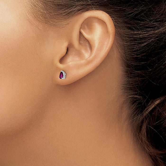 Shop Stylish 14K White Gold Pear-Shaped Rhodolite Garnet Stud Earrings 1.5"-3