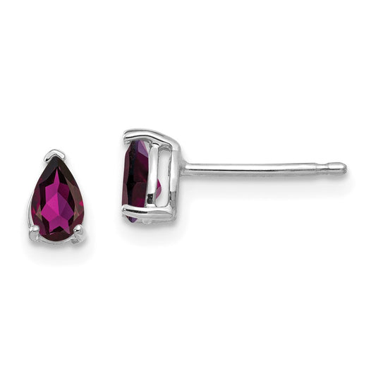 Shop Stylish 14K White Gold Pear-Shaped Rhodolite Garnet Stud Earrings 1.5"