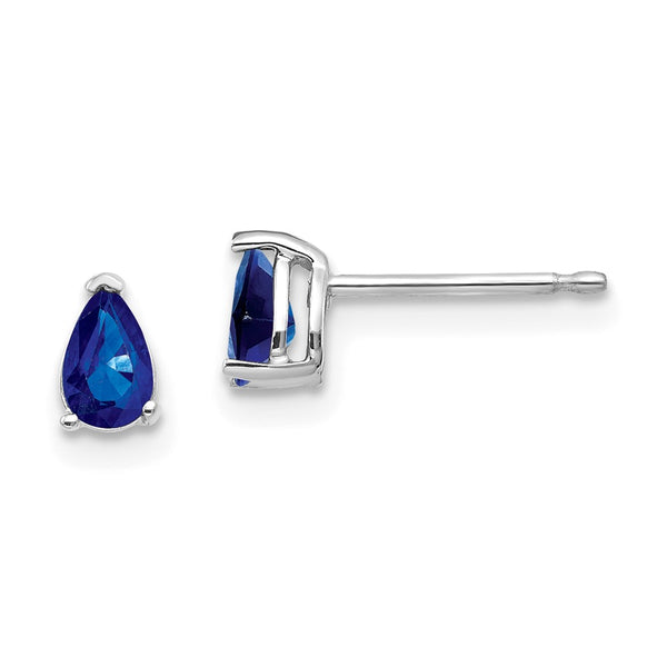 14K White Gold Sapphire Stud Earrings, 1.5 Carat