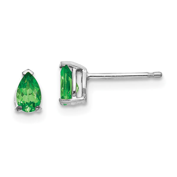 14K White Gold Tsavorite Gemstone Earrings - Style GR1-1020547