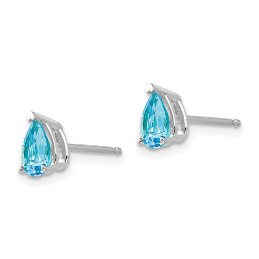 Shop Exclusive 14K White Gold Pear-Shaped Blue Topaz Earrings, 6x4mm, Stylish Value
