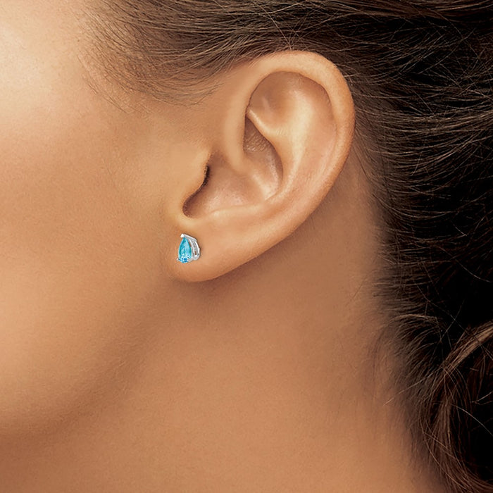 Shop Exclusive 14K White Gold Pear-Shaped Blue Topaz Earrings, 6x4mm, Stylish Value-3