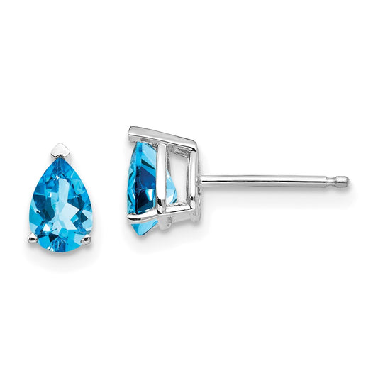 Shop Exclusive 14K White Gold Pear-Shaped Blue Topaz Earrings, 6x4mm, Stylish Value