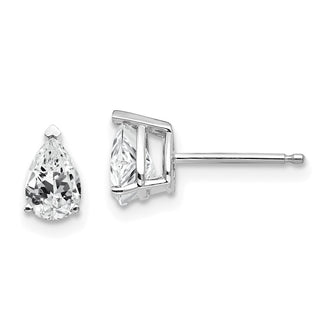 High-Quality 14K White Gold Pear-Shaped Stud Earrings with 6x4mm Cubic Zirconia - Stylish Value