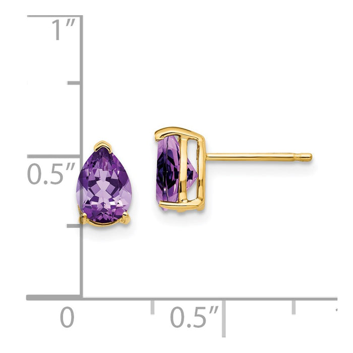 Designer 14K Gold Amethyst Earrings 7x5mm - Stylish Luxury at Affordable Price-4