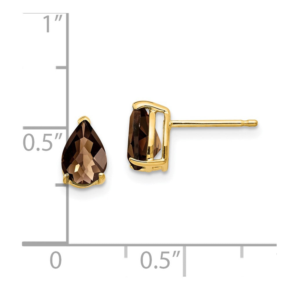 Exclusive 14K Gold Smoky Quartz Pear Earrings - Stylish 7x5mm, Luxury Value!