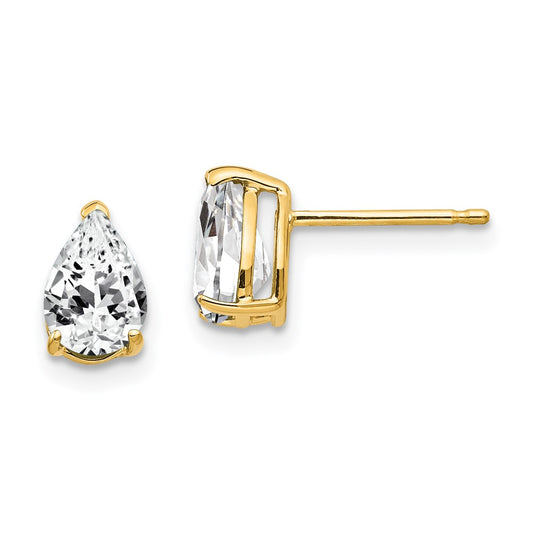 Buy Stylish 14K Gold Pear-Shaped Earrings with 7x5mm CZ - Affordable Luxury!