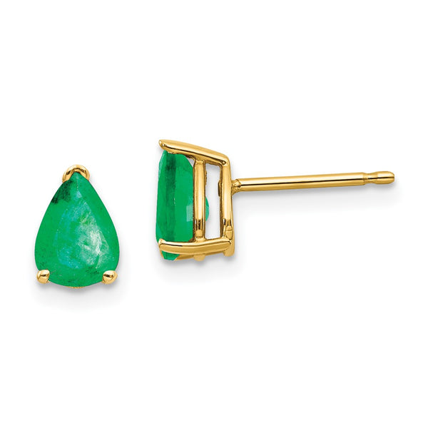 14K Gold Emerald Stud Earrings - Style GR1-1020573