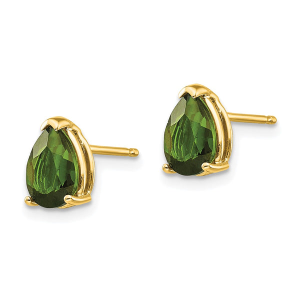 14K Gold Green Tourmaline Earrings - 1.5in