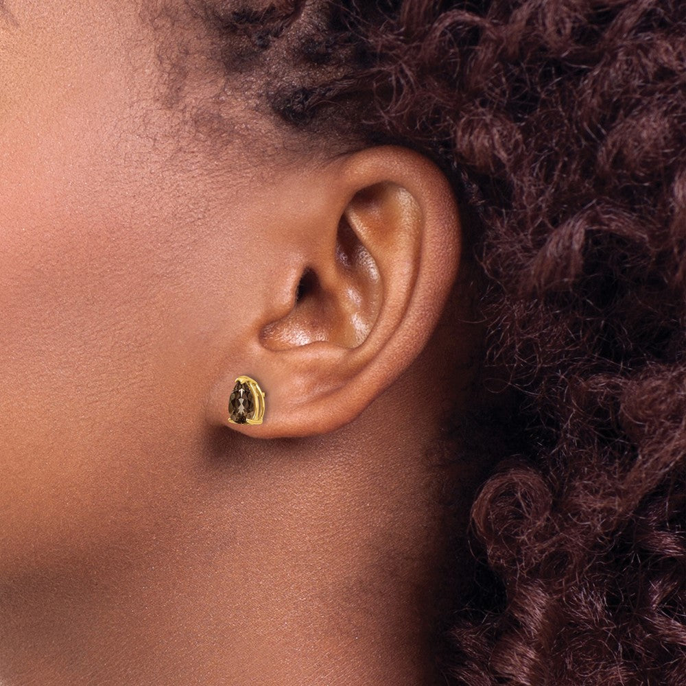 Buy Stylish 14K Gold Smoky Quartz Earrings - 7x5mm, Great Value!