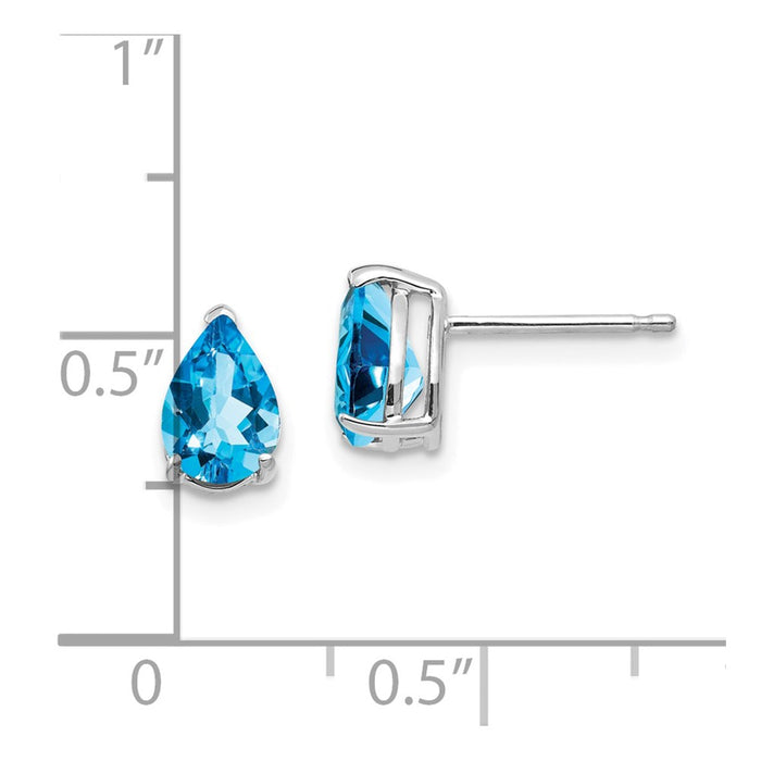 Buy Exclusive 14K White Gold Pear-Shaped Blue Topaz Earrings, 7x5mm Value-4