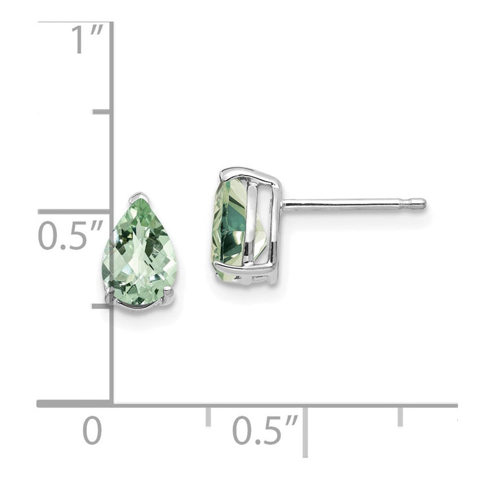 Shop Stylish 14K White Gold 7x5mm Pear-Shaped Green Quartz Earrings - Luxury Value!-4