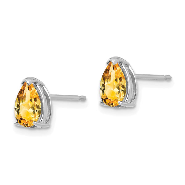 14K White Gold Pear-Shaped Citrine Earrings - 7x5mm