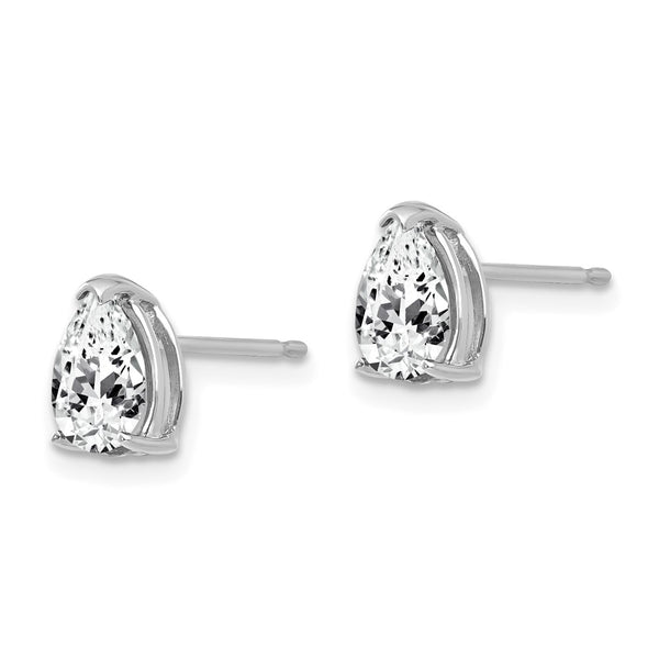 14K White Gold Pear-Shaped Earrings - 7x5mm Cubic Zirconia