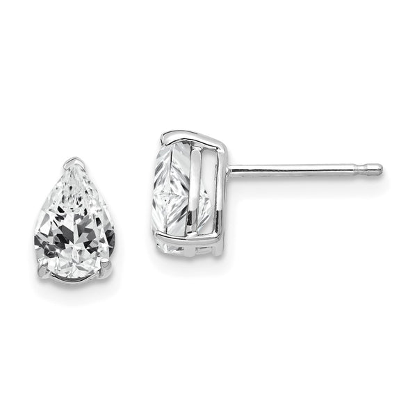 14K White Gold Pear-Shaped Earrings - 7x5mm Cubic Zirconia