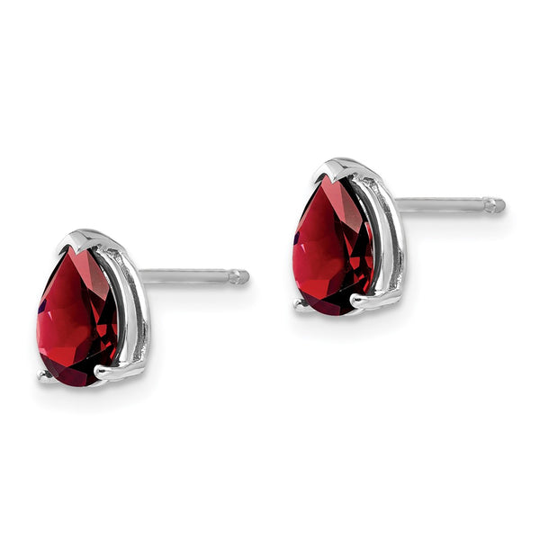 14K White Gold Pear-Shaped Garnet Earrings - 7x5mm
