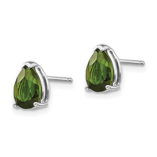 Buy Exclusive 14K White Gold Green Tourmaline Drop Earrings - Stylish Design