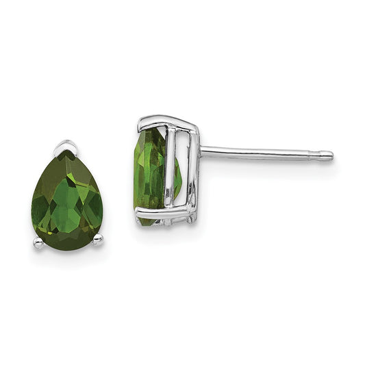 Buy Exclusive 14K White Gold Green Tourmaline Drop Earrings - Stylish Design