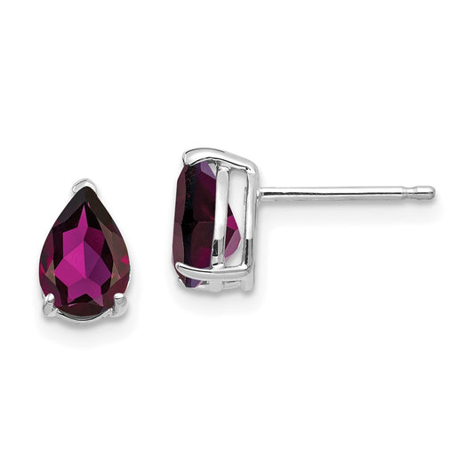 Shop Exclusive 14K White Gold Pear-Shaped Rhodolite Garnet Stud Earrings