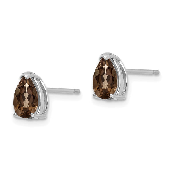 14K Gold Smoky Quartz Earrings - 7x5mm