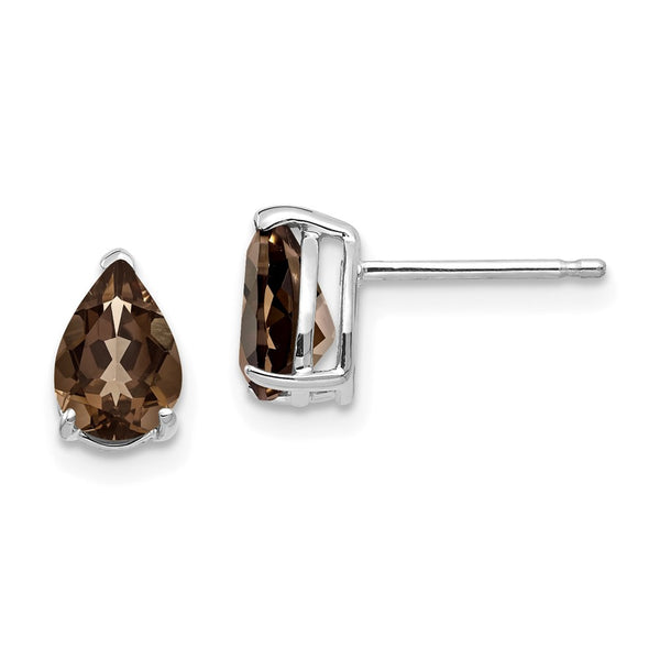 14K Gold Smoky Quartz Earrings - 7x5mm