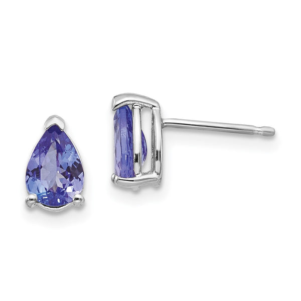 14K White Gold Tanzanite Stud Earrings - Style GR1-1020593