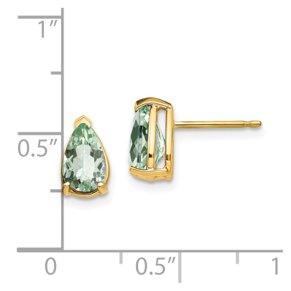 Buy Stylish 14K Gold Pear-Shaped Green Quartz Earrings, 8x5mm, Affordable Price
