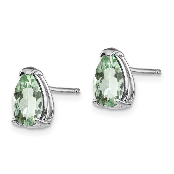 14K Gold Green Quartz Earrings - 8x5mm