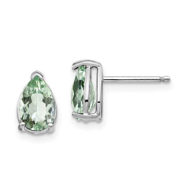 14K Gold Green Quartz Earrings - 8x5mm