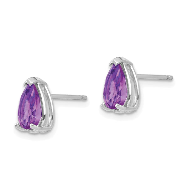 14K White Gold Amethyst Earrings 8x5mm