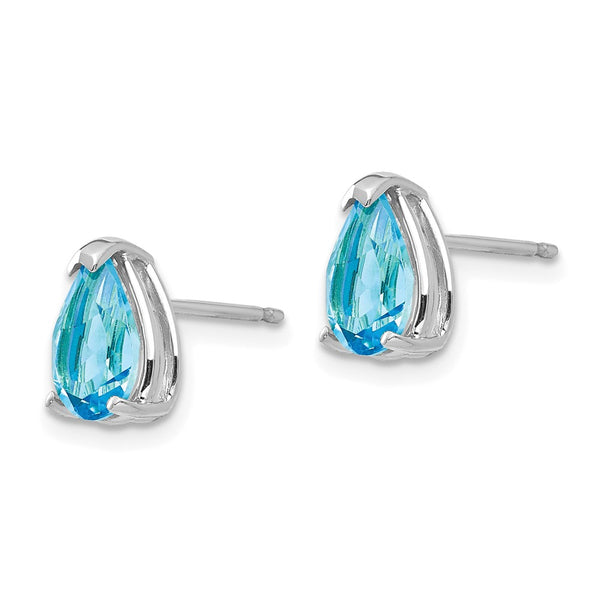14K White Gold Pear-Shaped Blue Topaz Earrings - 8x5mm