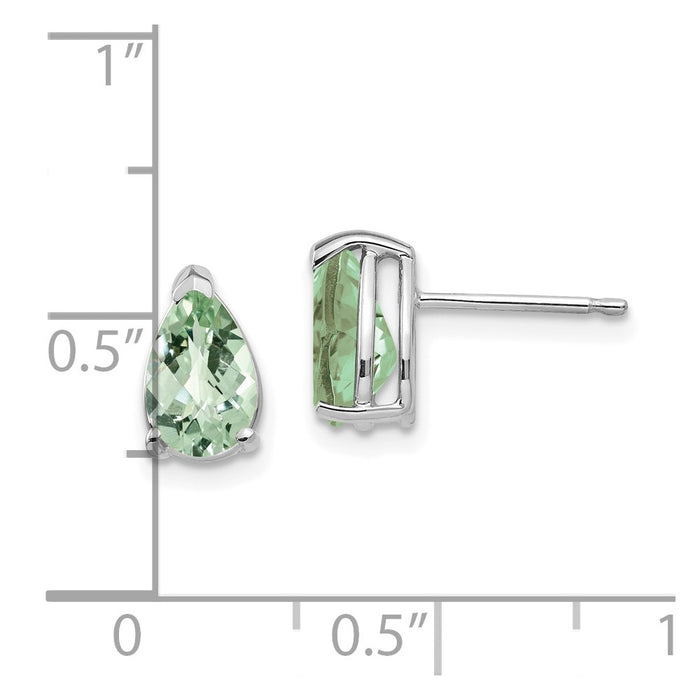 Shop Stylish 14K White Gold Pear-Shaped Green Quartz Earrings - 8x5mm, Value!-4