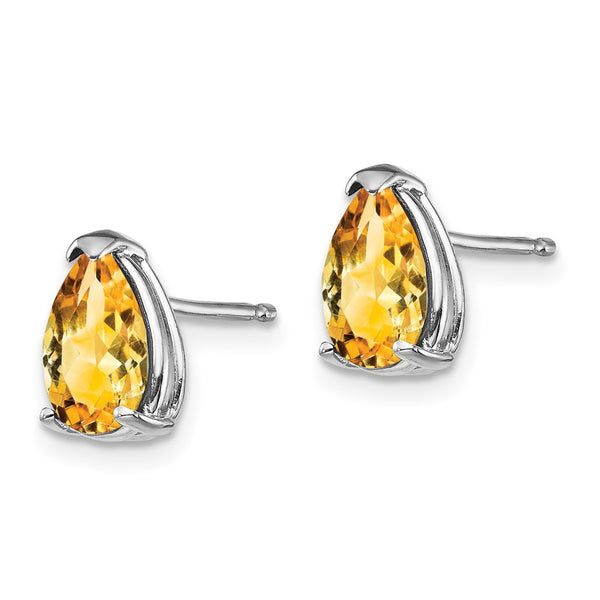 14K White Gold Pear-Shaped Citrine Earrings - 8x5mm