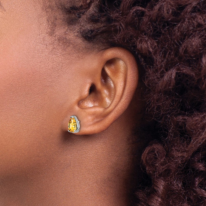 Shop Stylish 14K White Gold Pear-Shaped Citrine Earrings - 8x5mm, Affordable!-3
