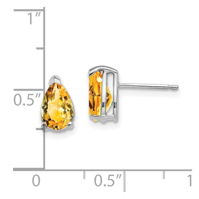 Shop Stylish 14K White Gold Pear-Shaped Citrine Earrings - 8x5mm, Affordable!-4