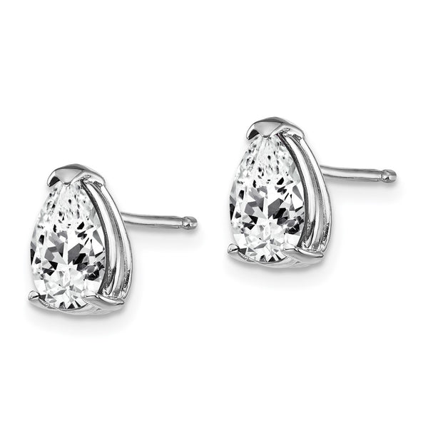 14K White Gold Pear-Shaped Cubic Zirconia Earrings, 8x5mm