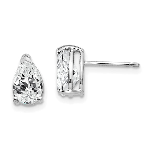 14K White Gold Pear-Shaped Cubic Zirconia Earrings, 8x5mm