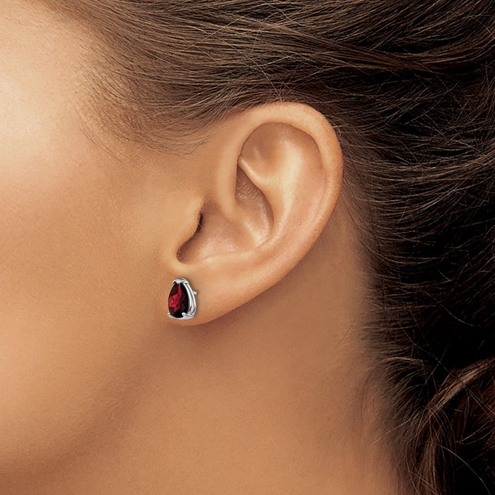 Buy Exclusive 14K White Gold Garnet Earrings - 8x5mm, Stylish & Affordable!-3