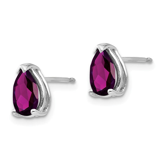 Buy Stylish 14K White Gold Pear-Shaped Rhodolite Garnet Earrings - 8x5mm