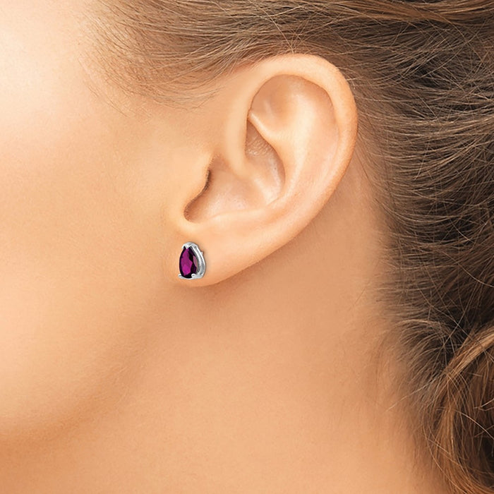 Buy Stylish 14K White Gold Pear-Shaped Rhodolite Garnet Earrings - 8x5mm-3