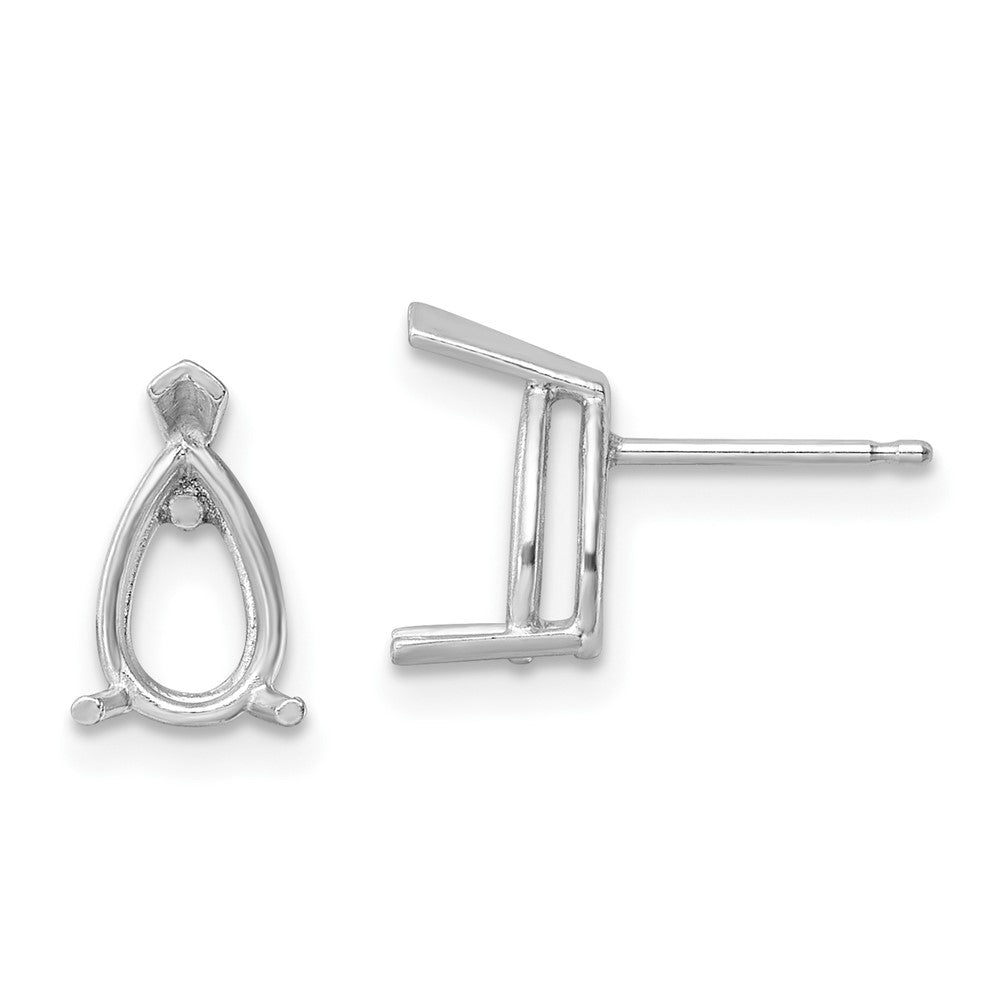 High-Quality 14K White Gold Pear-Shaped Earring Mountings - 8x5 mm Value