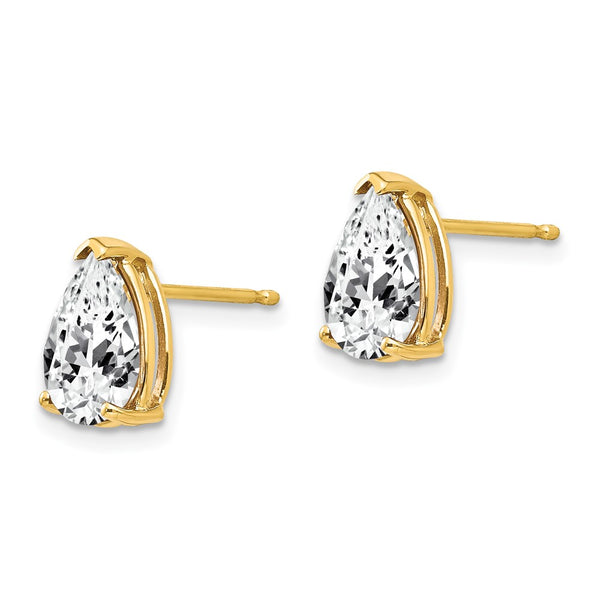 14K Gold 9x6mm Pear-Shaped Cubic Zirconia Earrings