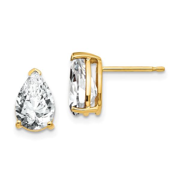 14K Gold 9x6mm Pear-Shaped Cubic Zirconia Earrings