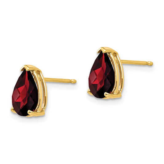 Exclusive 14K Gold 9x6mm Pear-Shaped Garnet Earrings - Stylish Value!