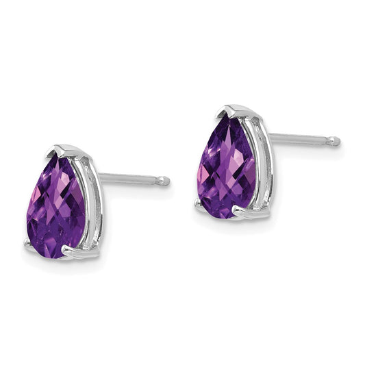 Buy Stylish 14K White Gold Amethyst Earrings - 9x6mm, Luxury Design