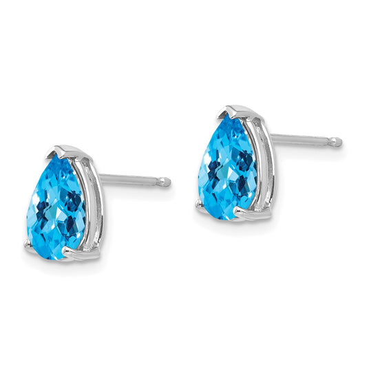 Buy Stylish 14K White Gold Blue Topaz Earrings - 9x6mm Pear-Shaped Luxury
